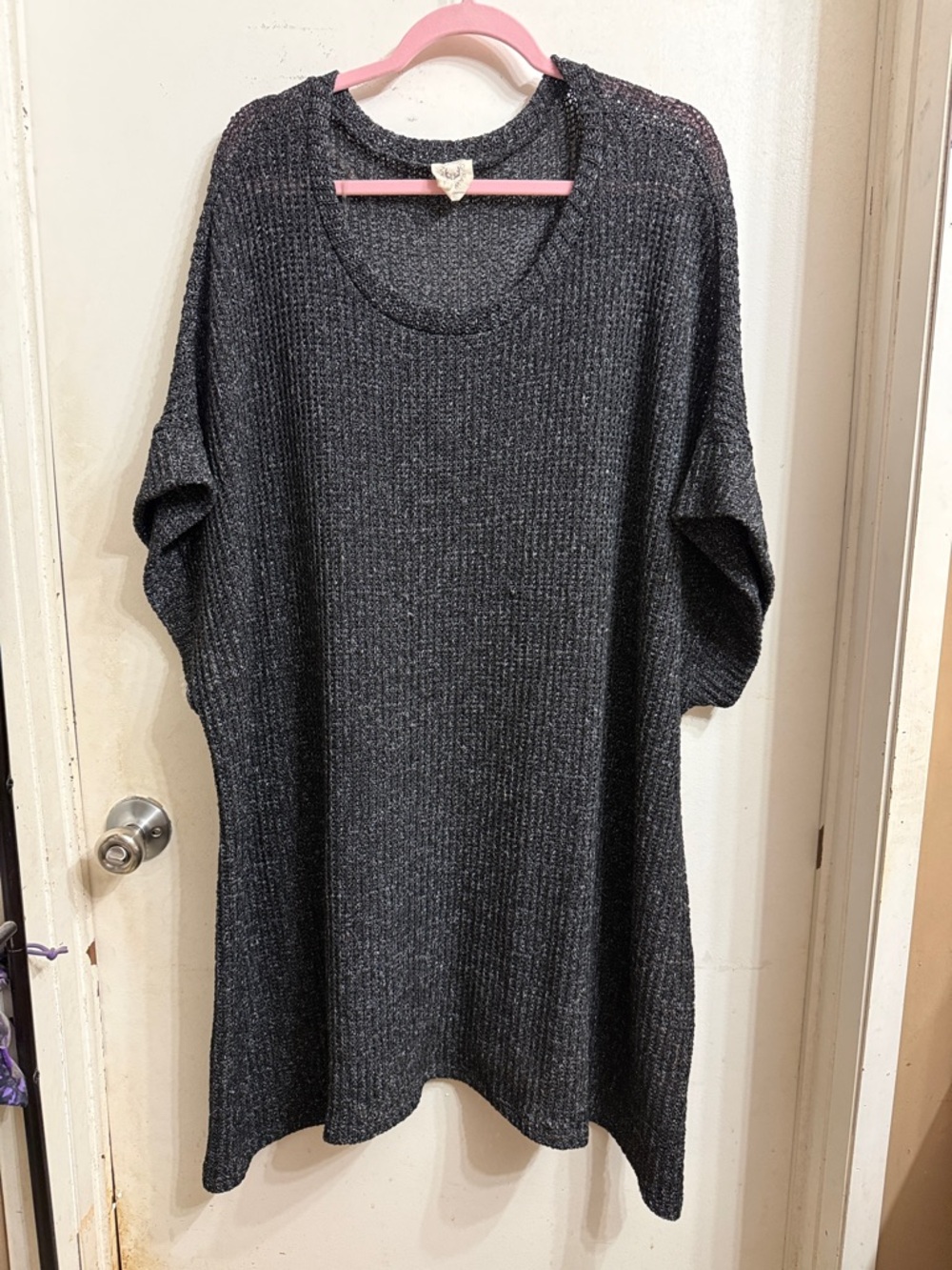Fantastic Fawn Charcoal Ribbed Scoop-Neck Tunic Sweater